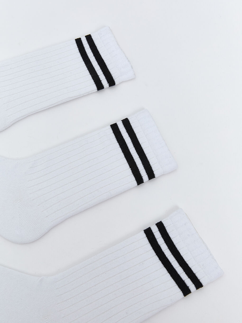 Beyaz Çizgili Erkek Soket Çorap 3'lü-1