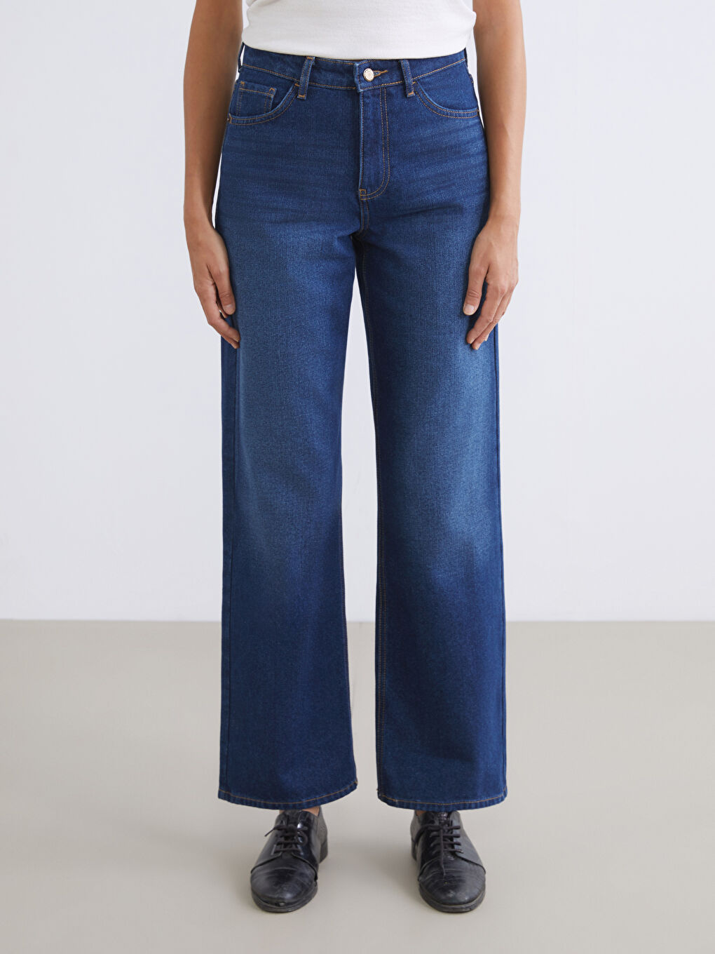 İndigo Wideleg Kadın Jean Pantolon-1