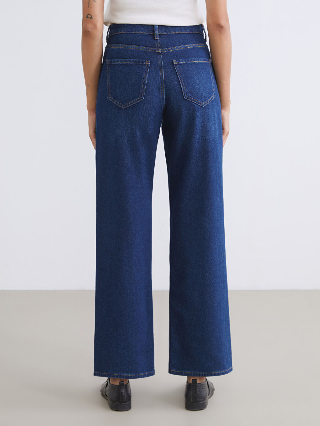 İndigo Wideleg Kadın Jean Pantolon-3
