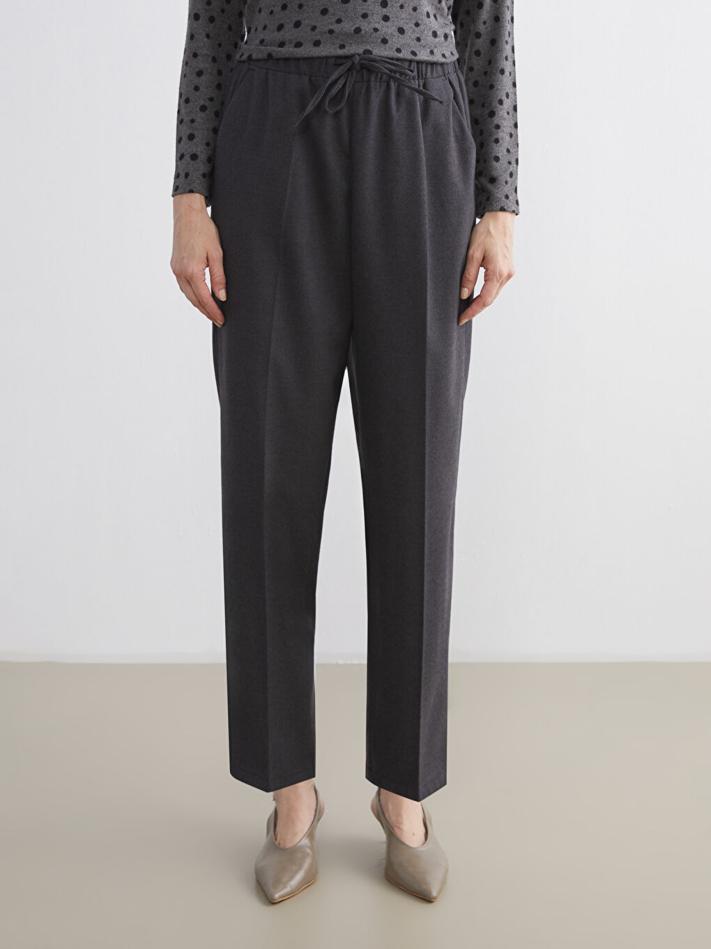 Plus Size Elastic Waist Women's Trousers-1