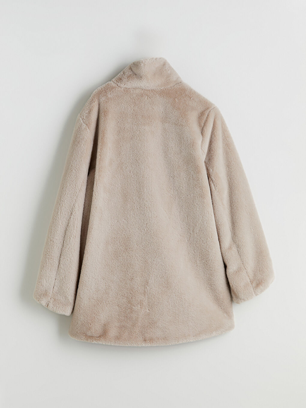 Палто За Жени С Яка Тип Фуния От Изкуствена Кожа-7