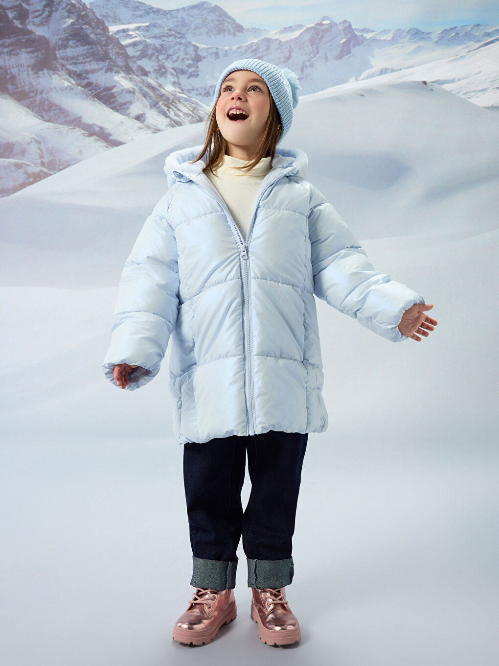 Дута куртка з капюшоном для дівчаток-1