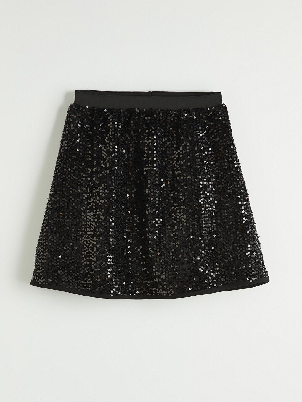 Siyah Beli Lastikli Payetli Kız Çocuk Etek