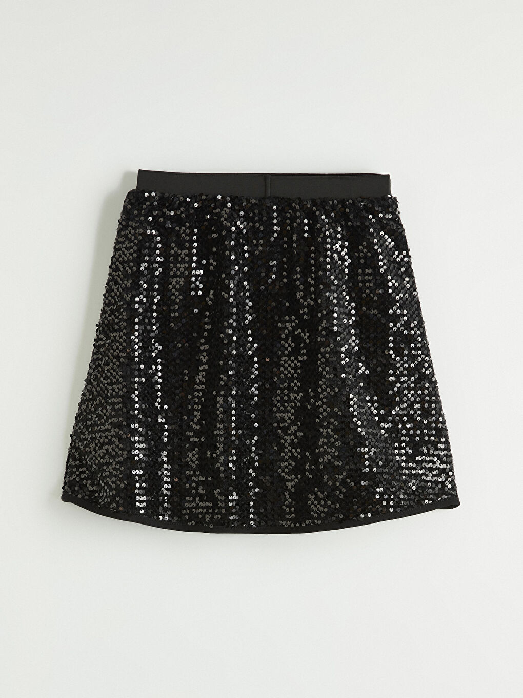 Siyah Beli Lastikli Payetli Kız Çocuk Etek-2