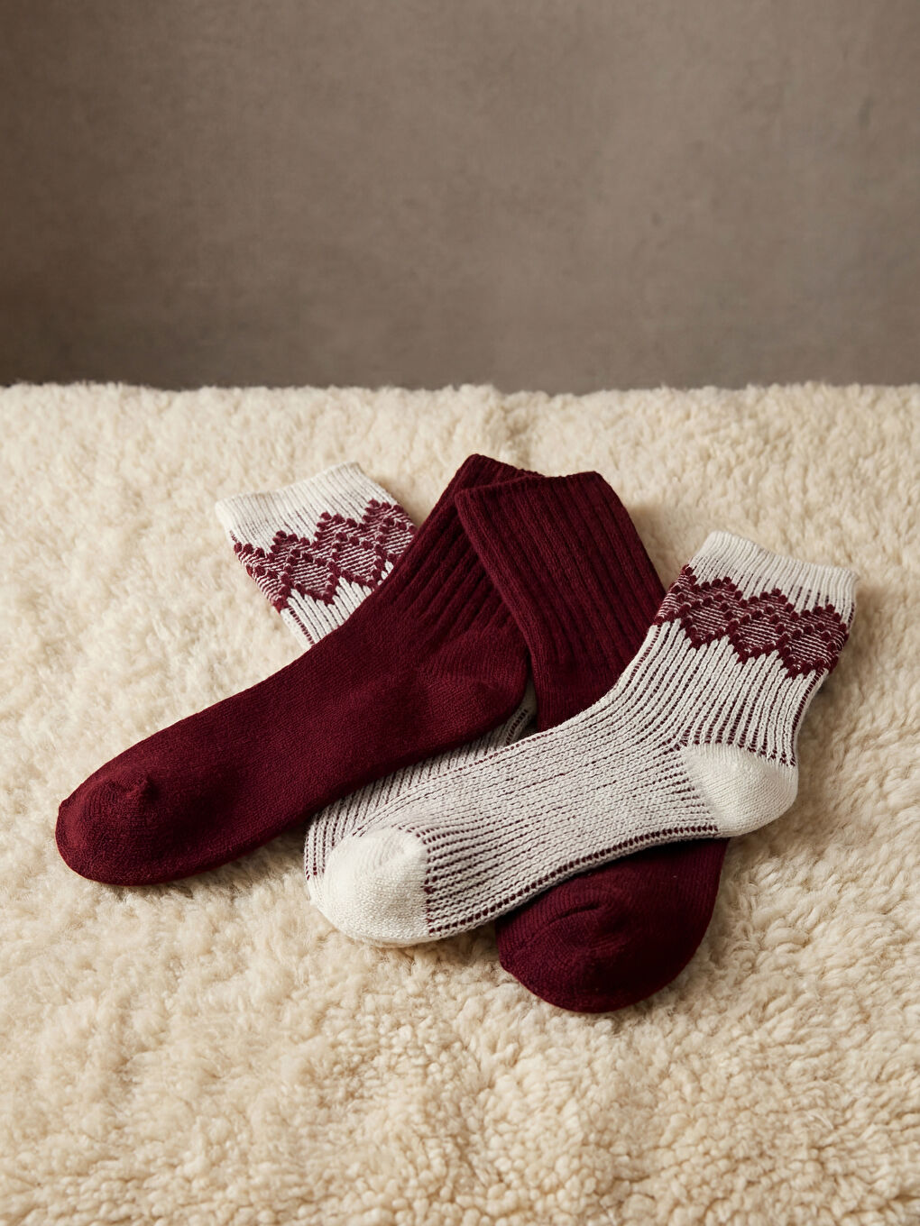 شرابات نسائية قصيرة بنقشة البقلاوة - عبوة من 2.