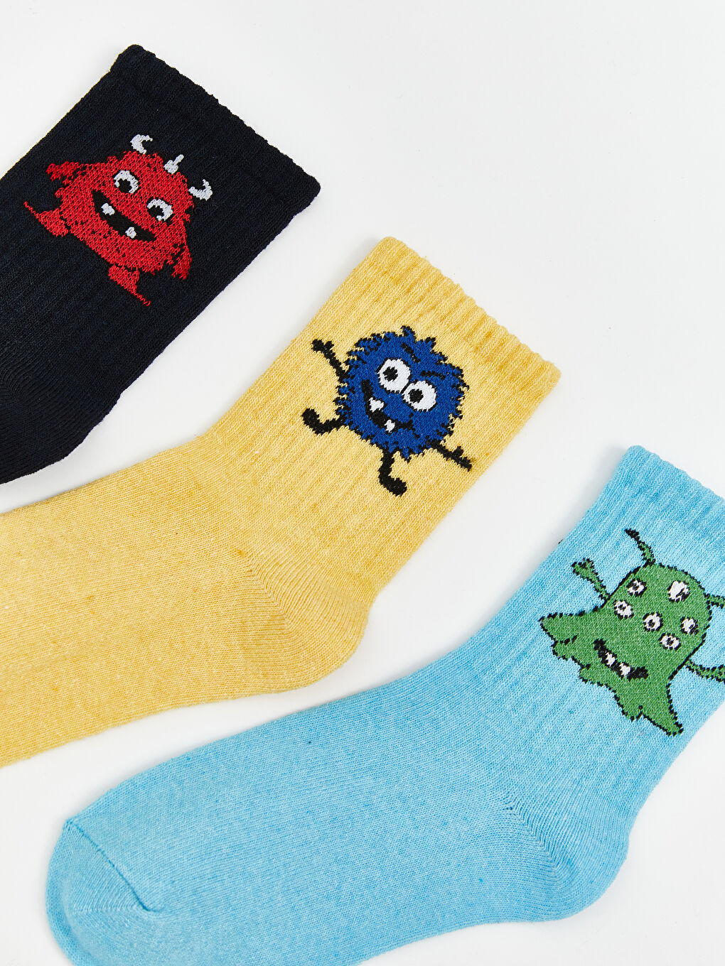 Lacivert Baskılı Erkek Çocuk Patik Çorap 3'lü-1