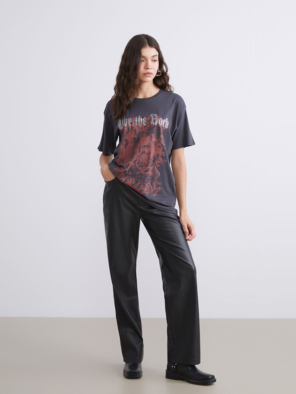 Slim Fit Faux Leather Women's Trousers