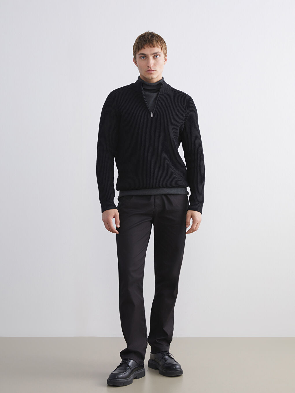 Standard Fit Stand Collar Men's Sweater-1