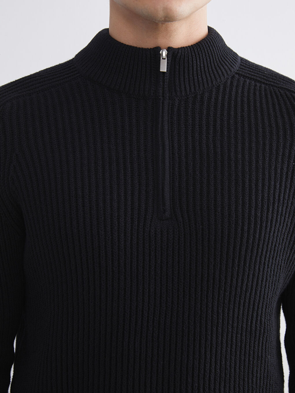Standard Fit Stand Collar Men's Sweater-2