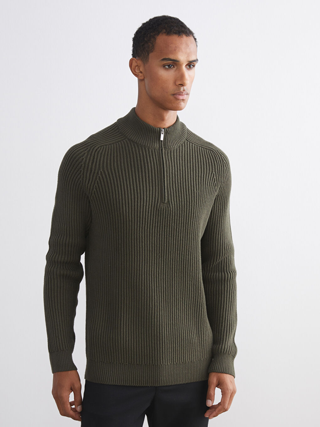 Standard Fit Stand Collar Men's Sweater