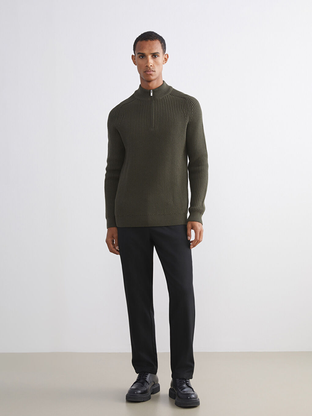 Standard Fit Stand Collar Men's Sweater-1