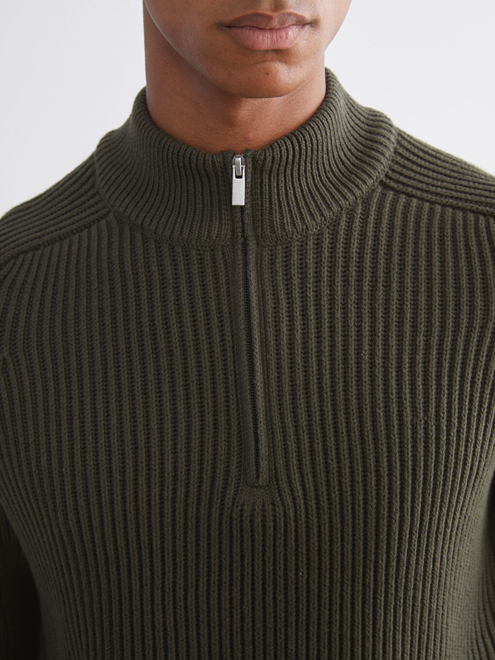 Standard Fit Stand Collar Men's Sweater-2