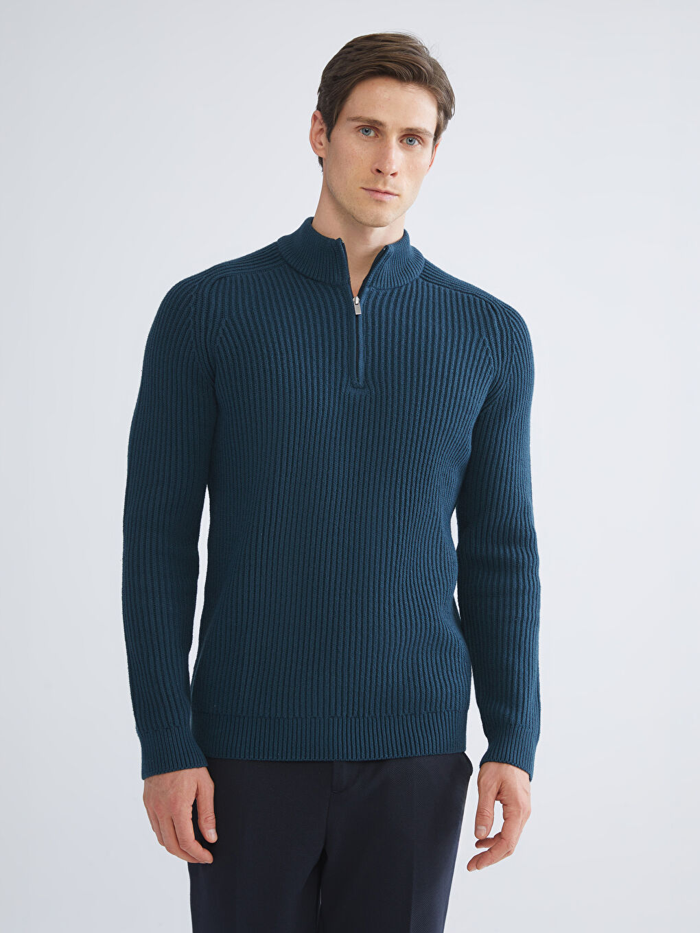Standard Fit Stand Collar Men's Sweater