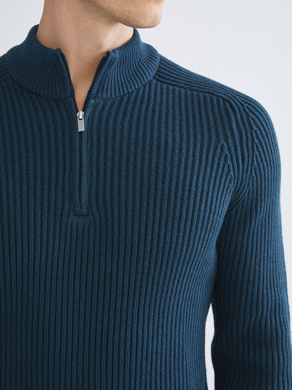 Standard Fit Stand Collar Men's Sweater-2