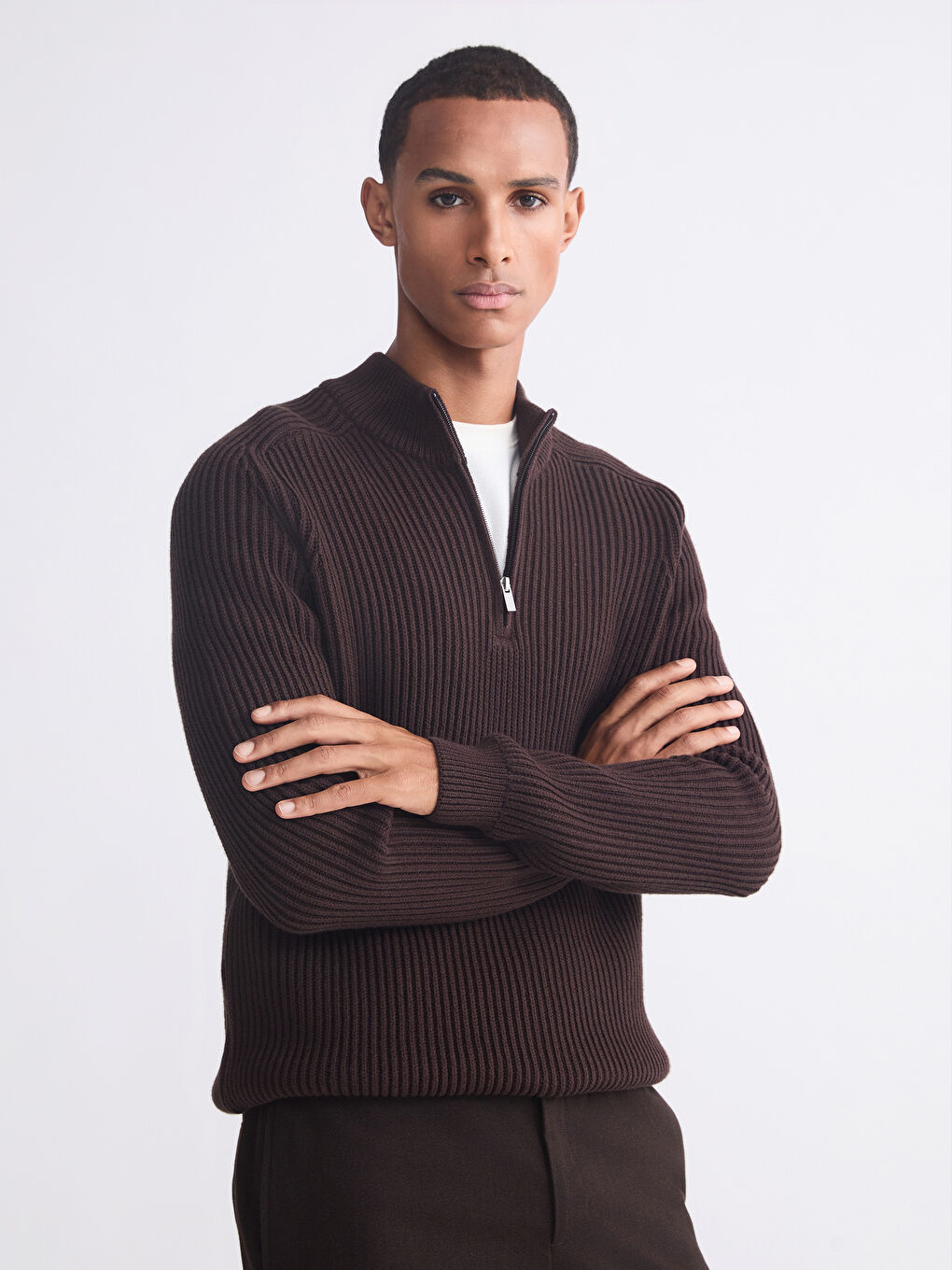Standard Fit Stand Collar Men's Sweater