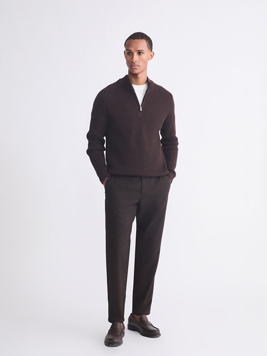 Standard Fit Stand Collar Men's Sweater-1