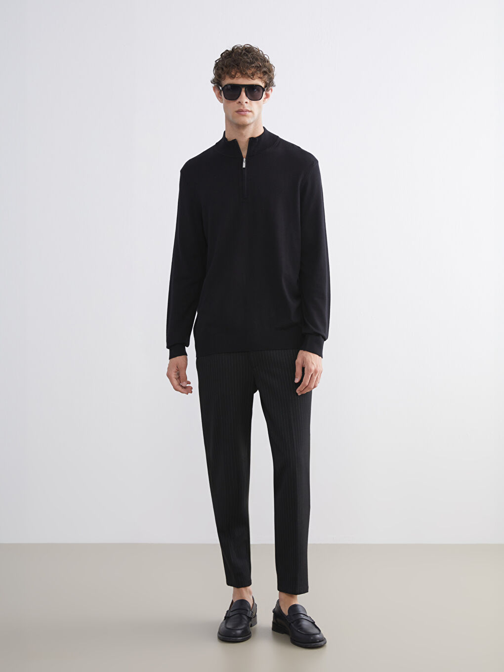 Funnel Neck Men's Knitwear Sweater-1
