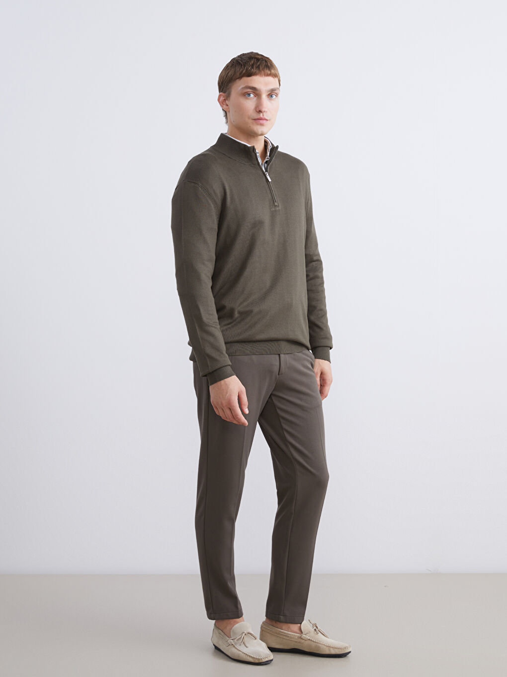 Funnel Neck Men's Knitwear Sweater-1