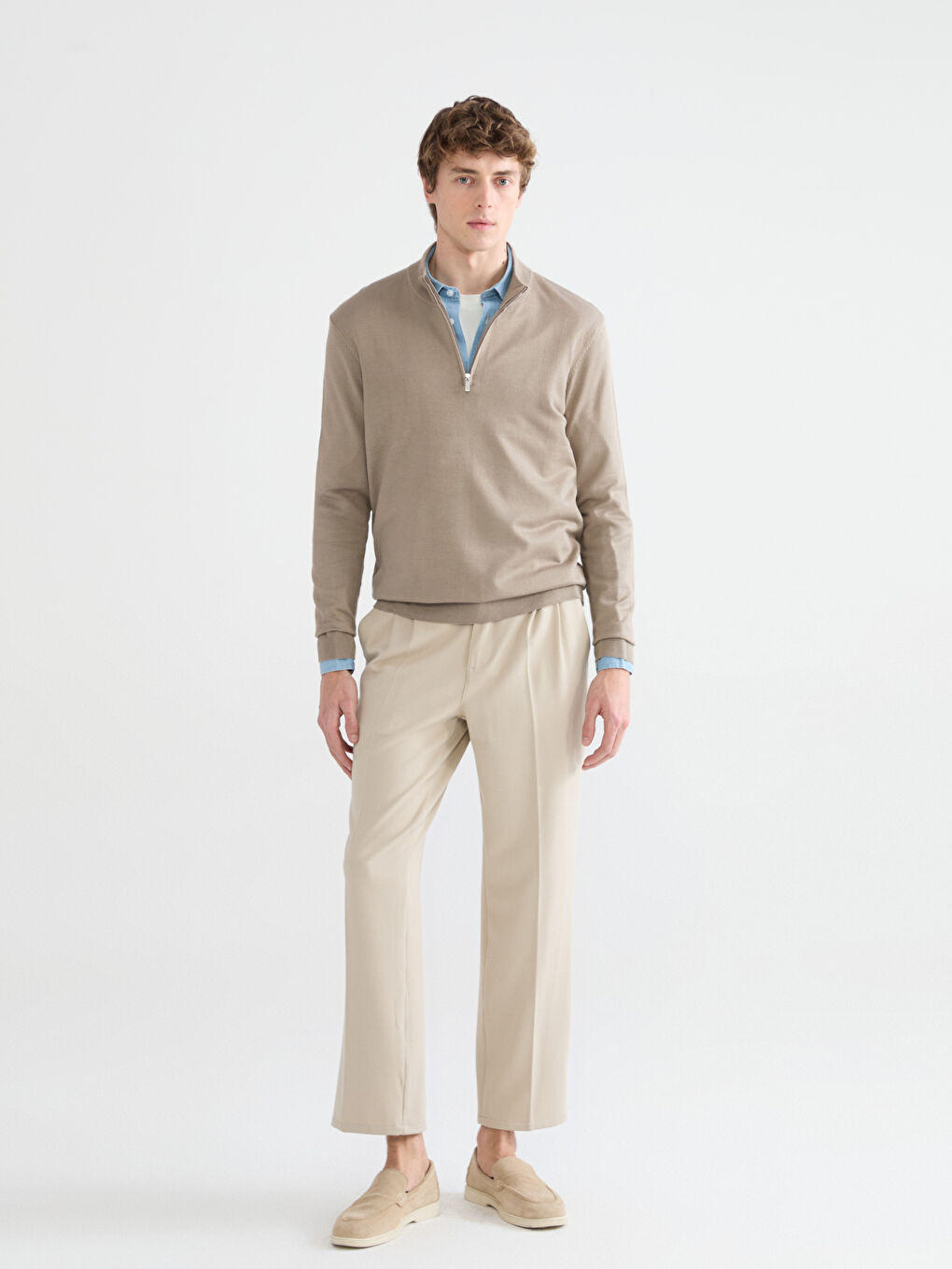 Funnel Neck Men's Knitwear Sweater-1