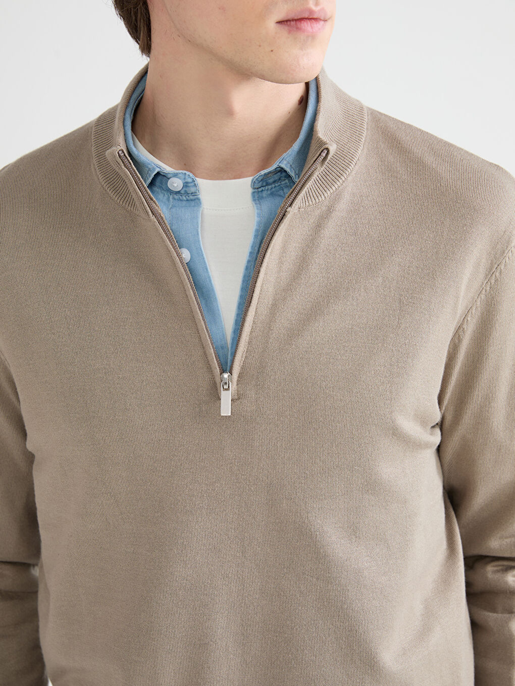 Funnel Neck Men's Knitwear Sweater-2