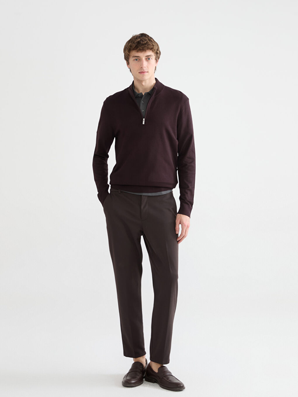 Funnel Neck Men's Knitwear Sweater-1