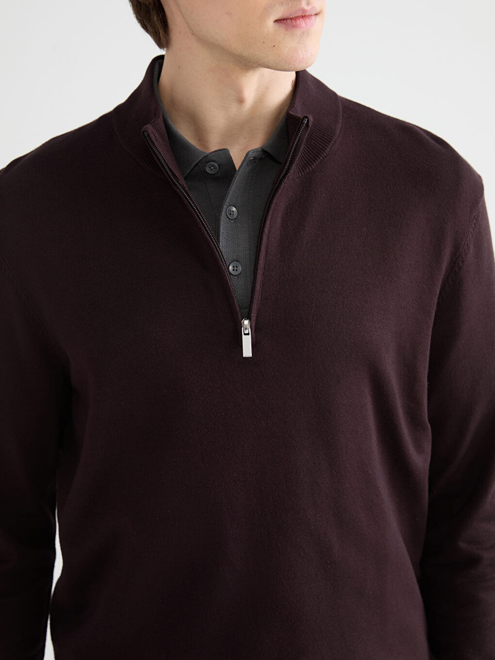 Funnel Neck Men's Knitwear Sweater-2