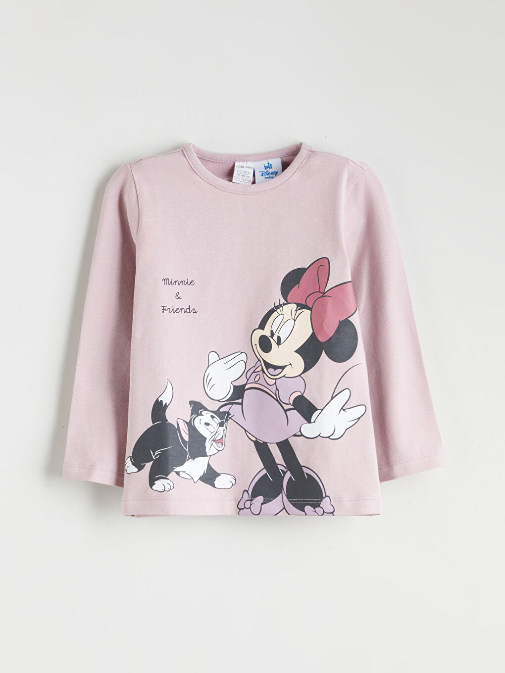 Crew Neck Minnie Mouse Printed Baby Girl T-Shirt and Tights-1