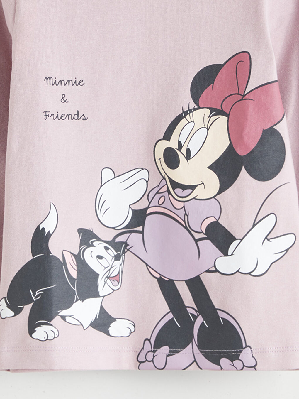 Crew Neck Minnie Mouse Printed Baby Girl T-Shirt and Tights-5