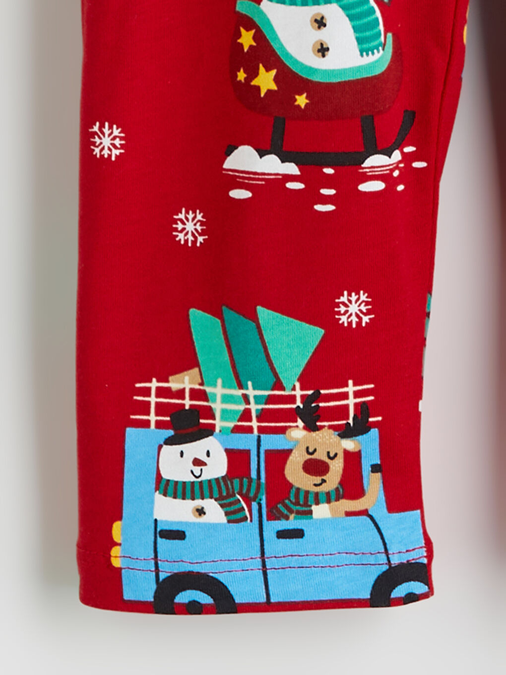 Kırmızı Beli Lastikli Kız Çocuk Pijama Alt-1