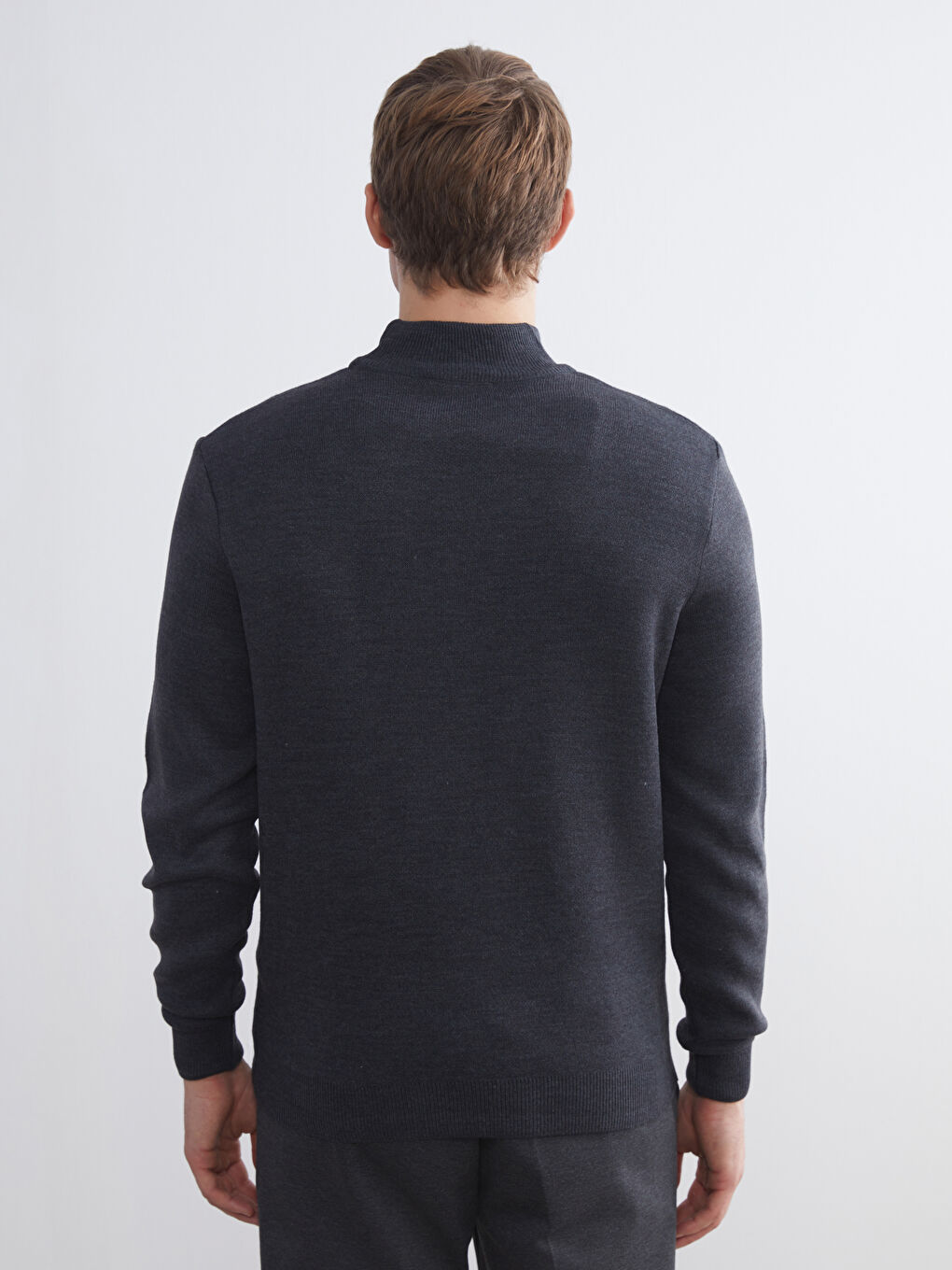 Half Turtleneck Long Sleeve Patterned Men's Knitwear Sweater-6
