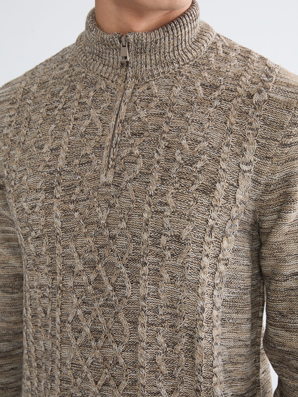 Zippered Funnel Neck Men's Knit Sweater-2