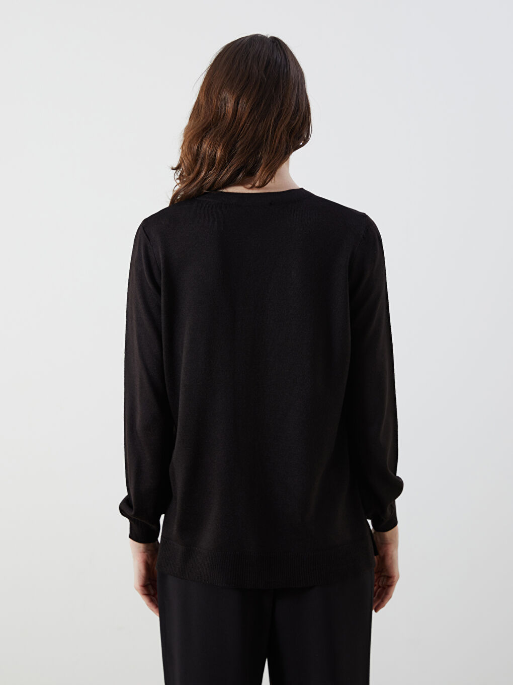LCW Grace Crew Neck Self Patterned Long Sleeve Women's Tricot Cardigan -W5EQ39Z8-CVL