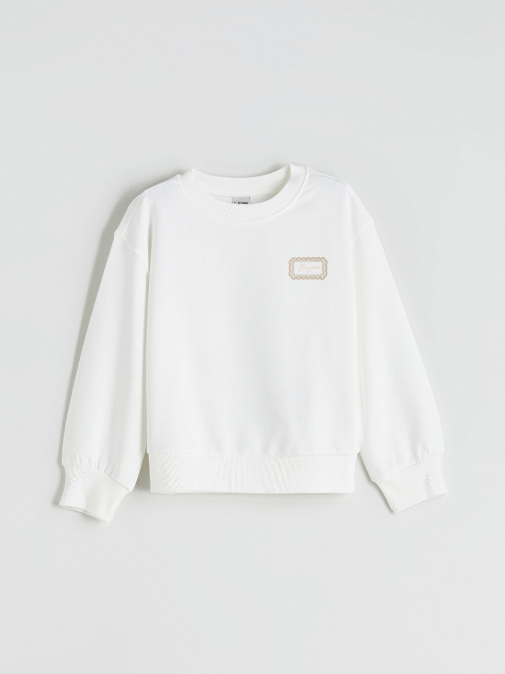 Lacivert Bisiklet Yaka Baskılı Kız Çocuk Sweatshirt 2'li-1