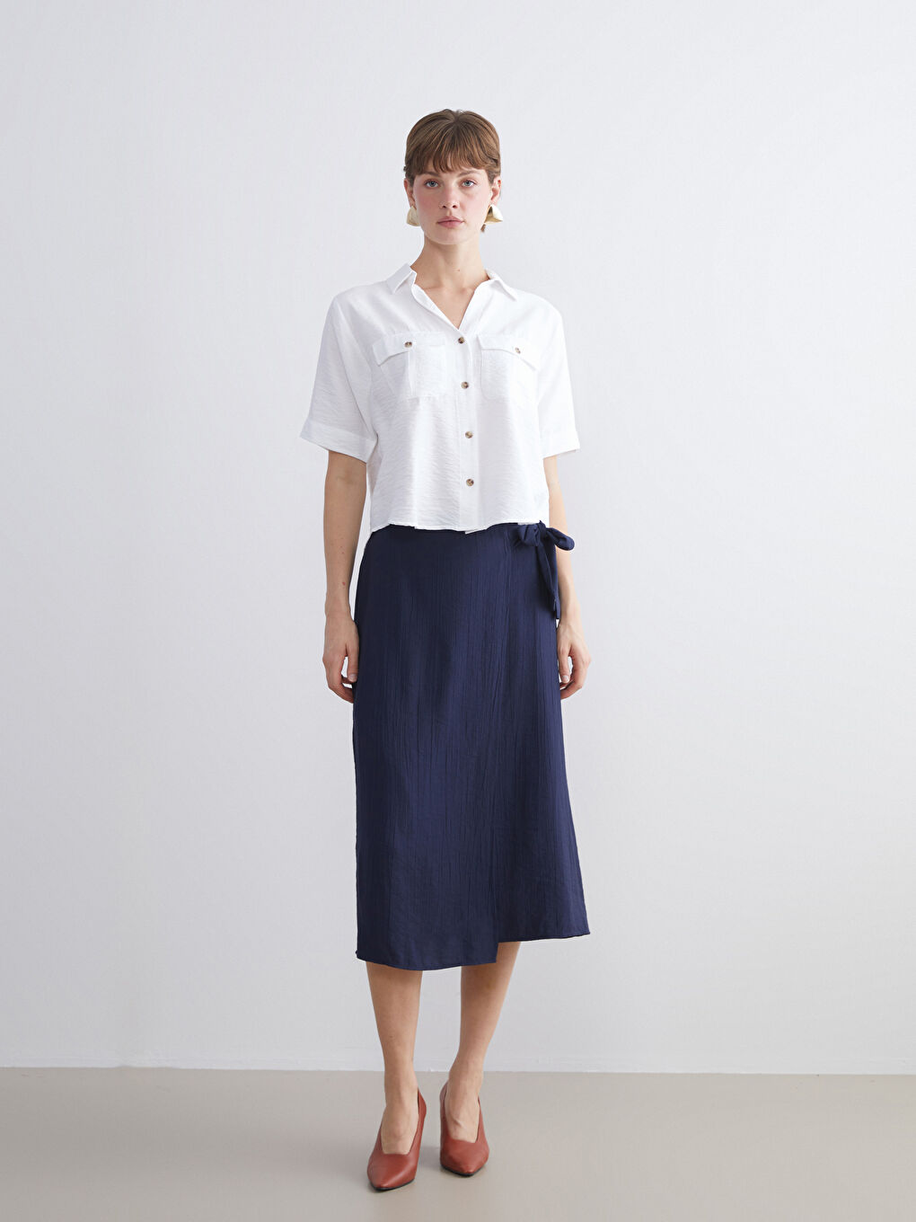 Waist Tie Satin Skirt