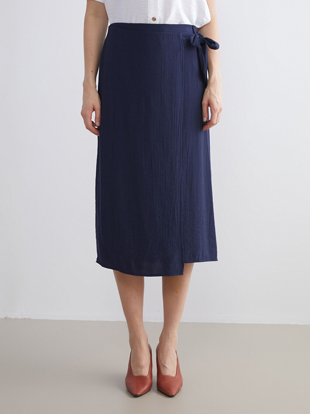 Waist Tie Satin Skirt-3