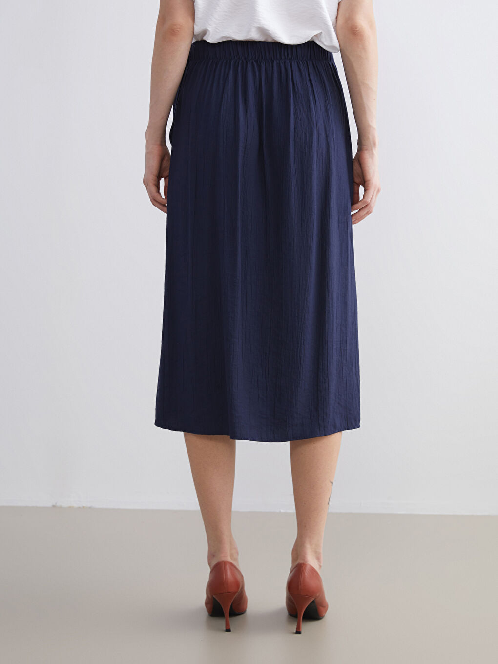 Waist Tie Satin Skirt-7