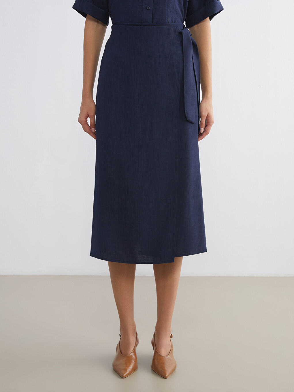 Waist Tie Satin Skirt-2