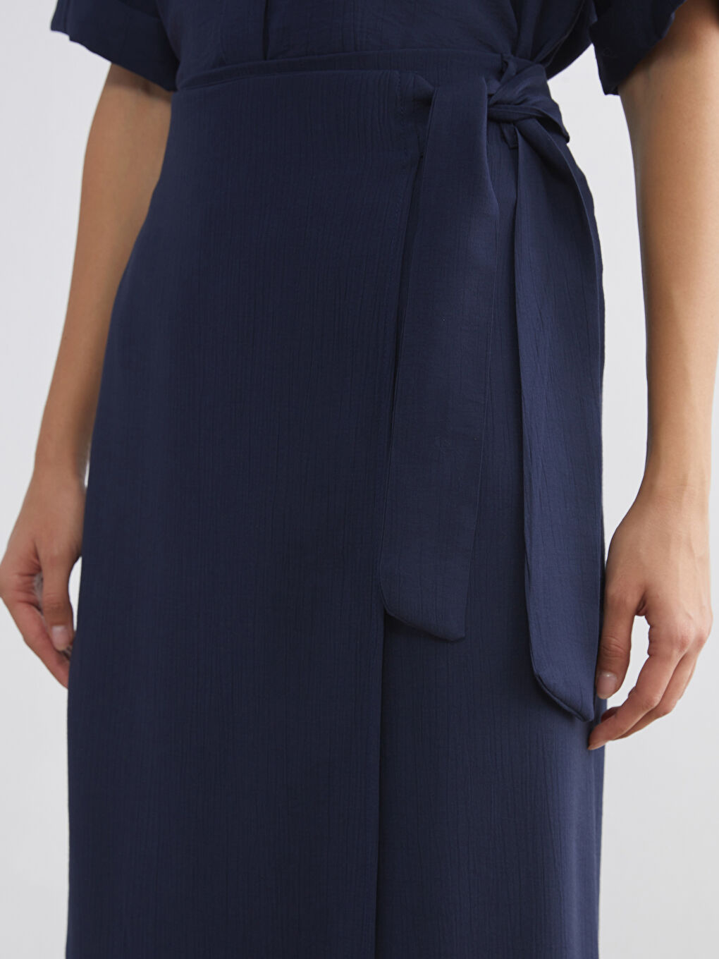 Waist Tie Satin Skirt-4