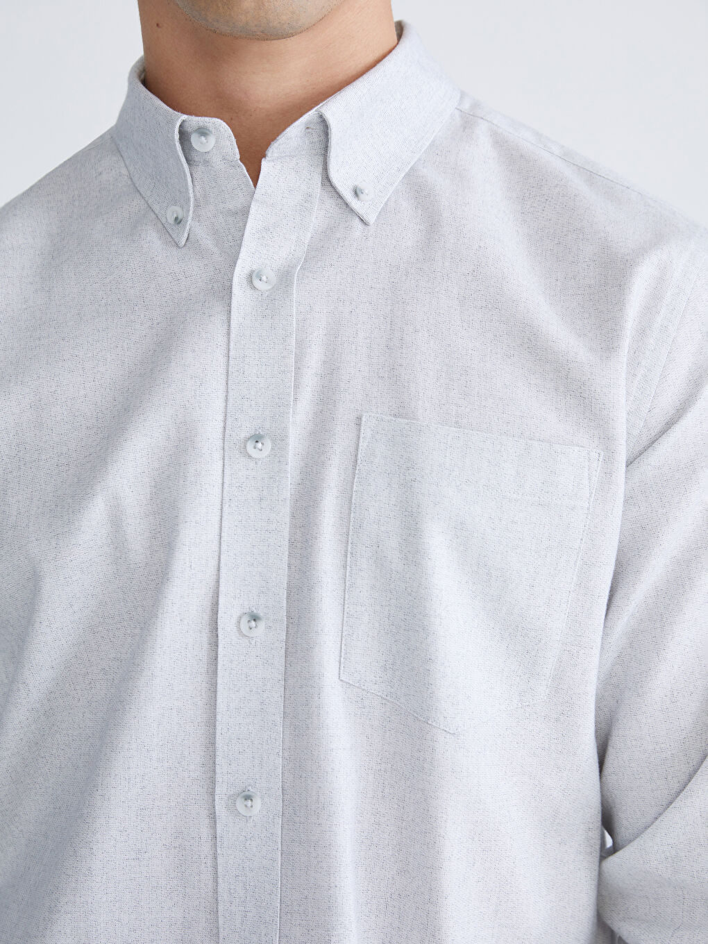 Regular Fit Long Sleeve Dobby Fabric Men's Shirt-2