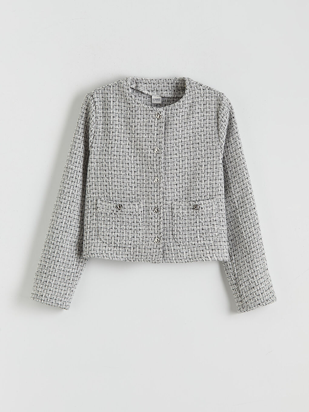 Gri Ekose Kız Çocuk Tüvit Ceket