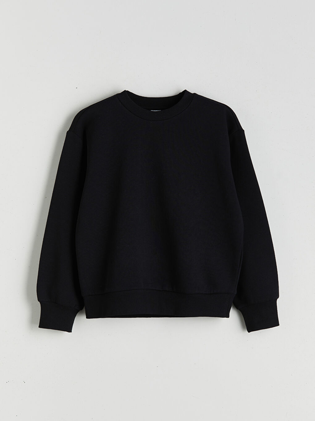 Siyah Bisiklet Yaka Kız Çocuk Sweatshirt-1