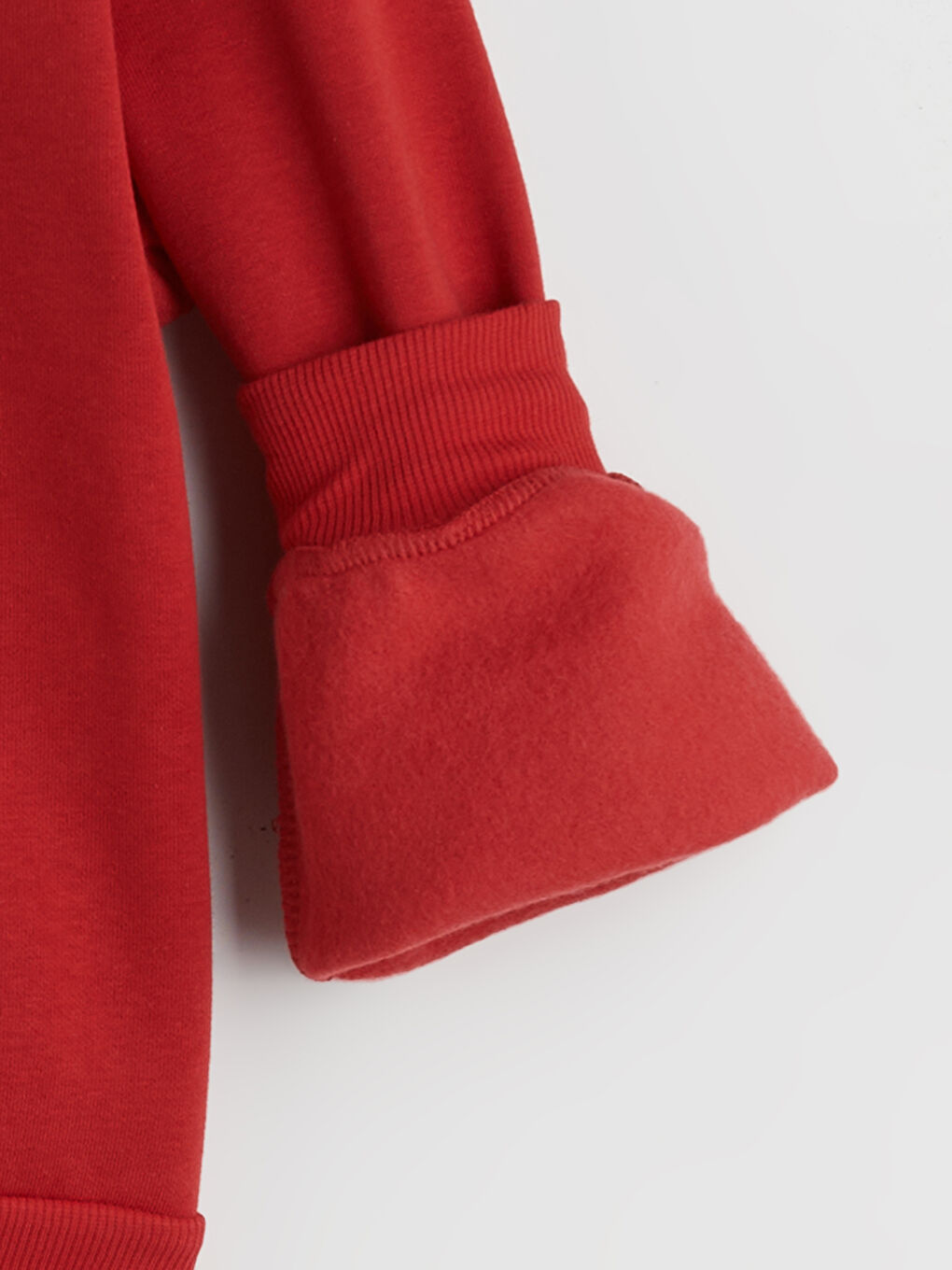 Kırmızı Kapüşonlu Kız Çocuk Kalın Sweatshirt-5