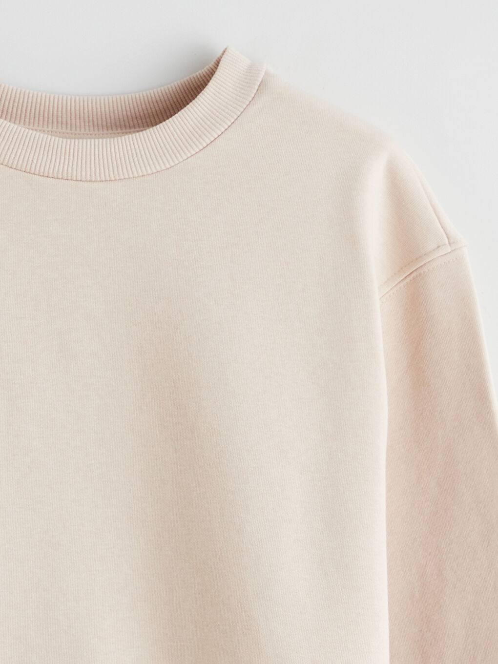 Bej Bisiklet Yaka Fiyonk Detaylı Kız Çocuk Kalın Sweatshirt-2