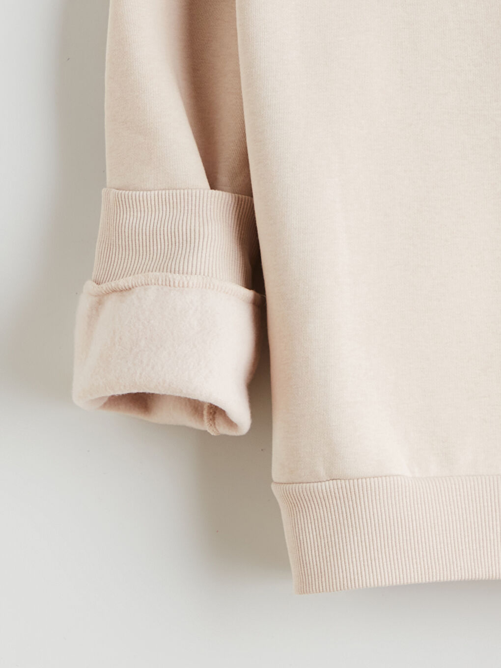 Bej Bisiklet Yaka Kız Çocuk Sweatshirt 2'li-4