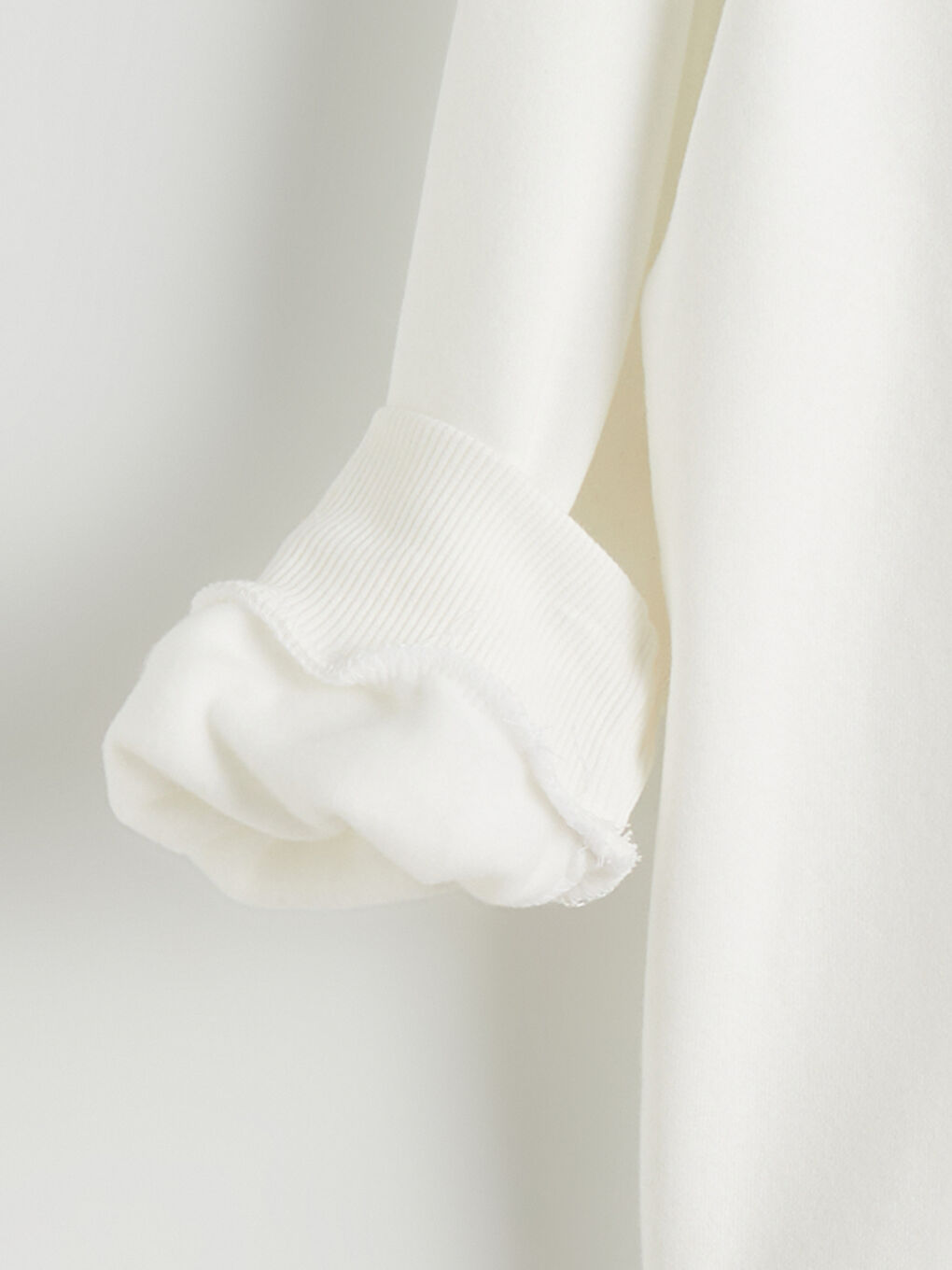 Ekru Fiyonk Baskılı Kız Çocuk Kalın Sweatshirt-3