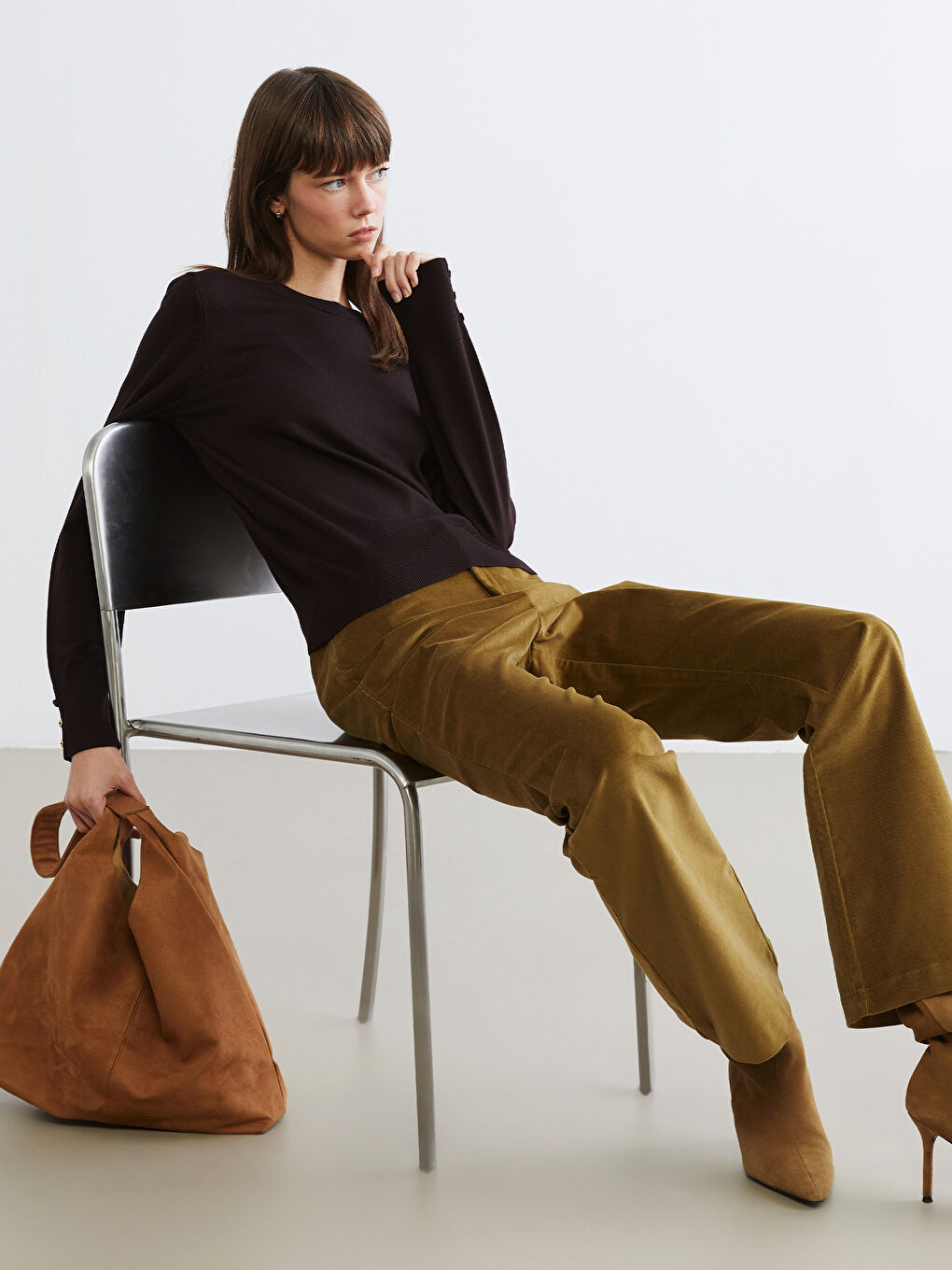 پانتۆڵ مەخمەڵ باریک گەشەدار بۆ ژنان-2