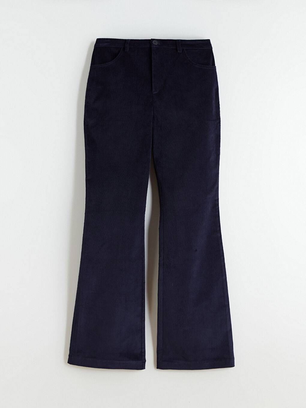 Slim Fit Flared Leg Women's Velvet Trousers-4