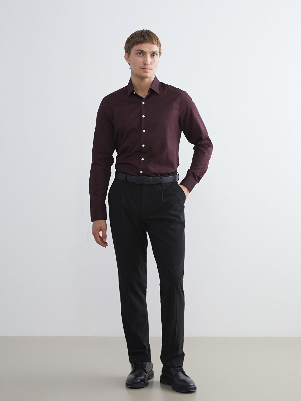 Рубашка Мужская Габардиновая Приталенного Кроя-1