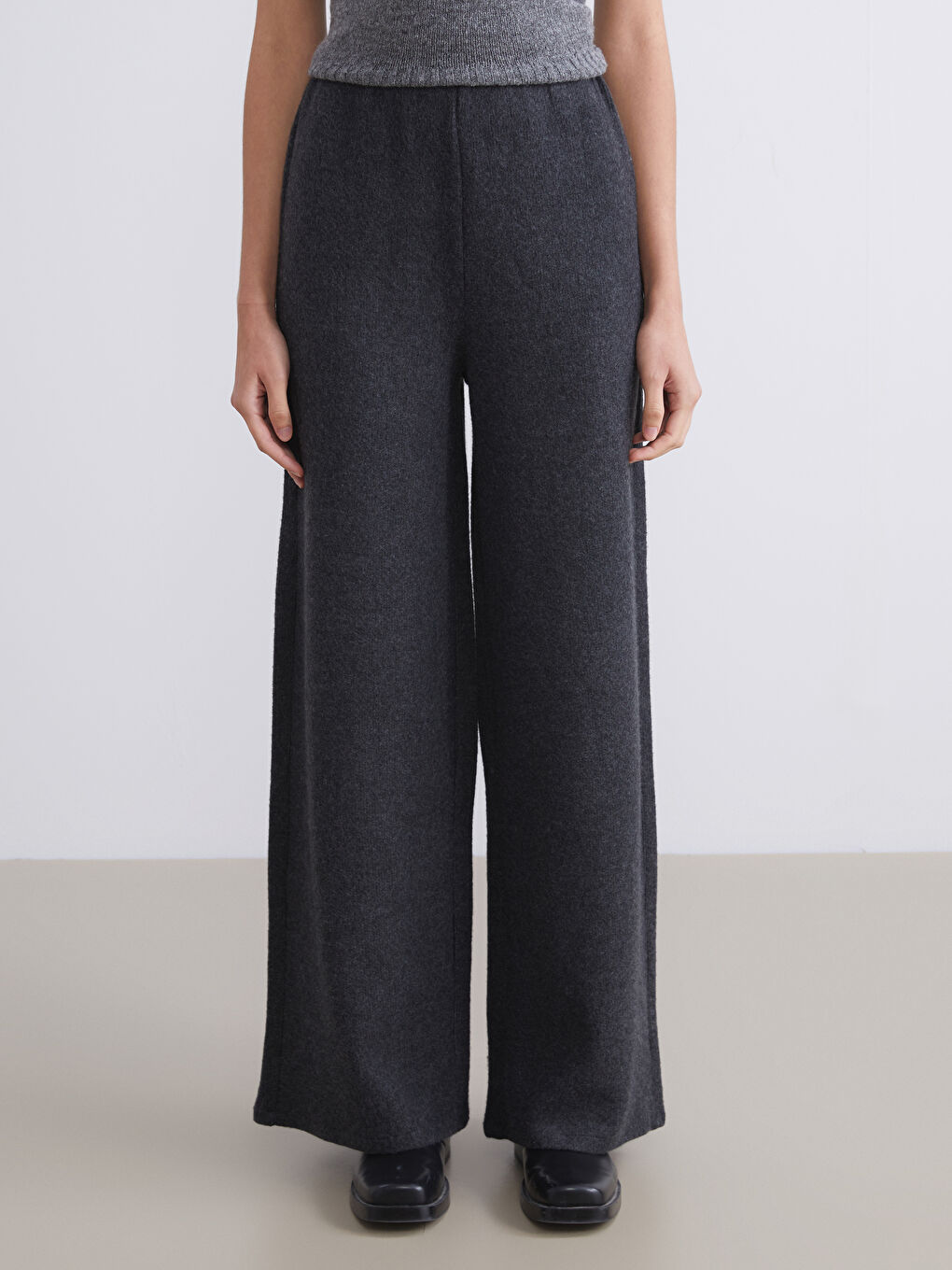 Elastic Waist Wide Leg Women's Trousers-1