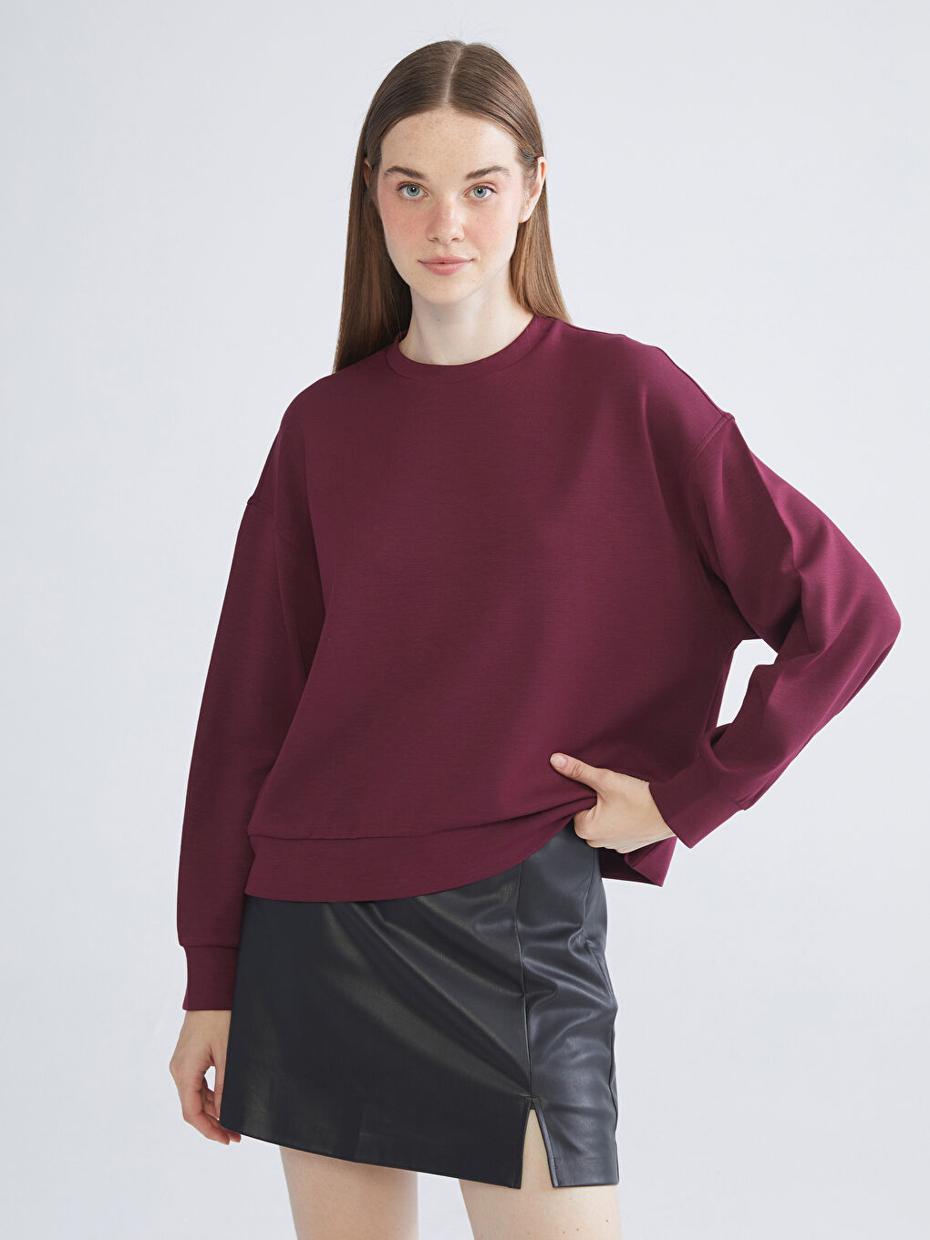 Crew Neck Oversize Women's Thick Sweatshirt